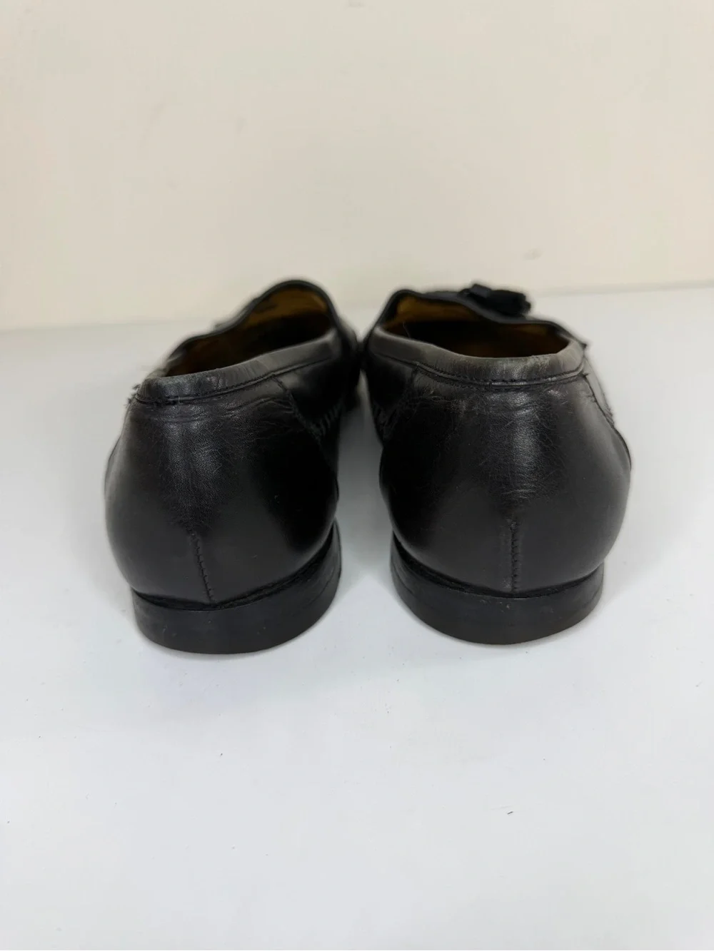 Santoni Black Woven Leather Tassel Loafers Men’s 9D  Made in Italy Handcrafted